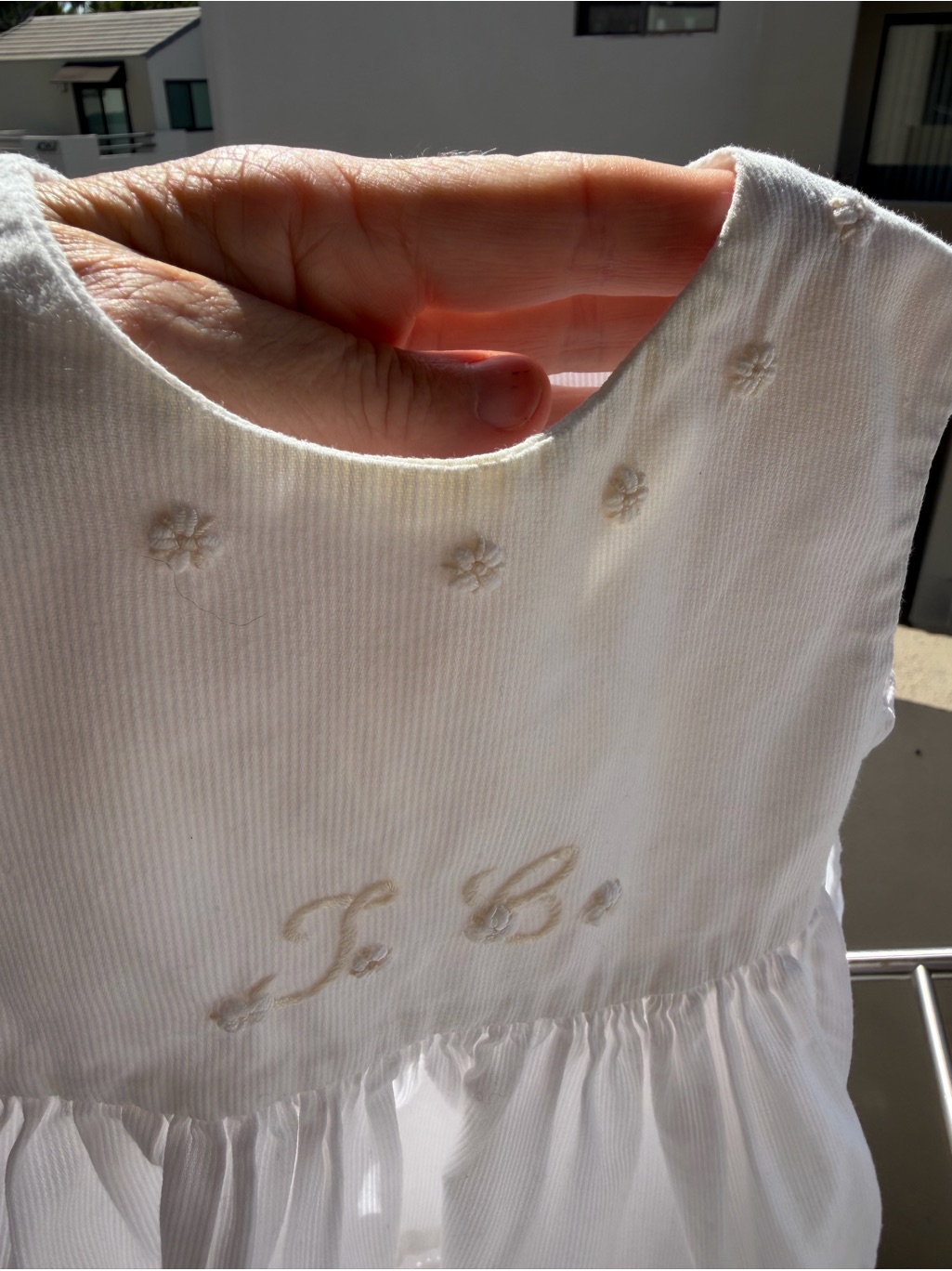 Tartine Et Chocolat White Baby Dress With Subtle Floral Embroidery 6months